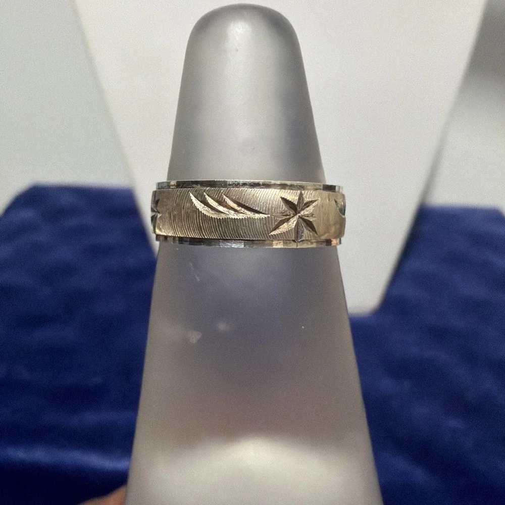 Vermeil 925 Sterling Silver Diamond Cut Unisex Wedding Band Ring 1.8gr Size 8.75